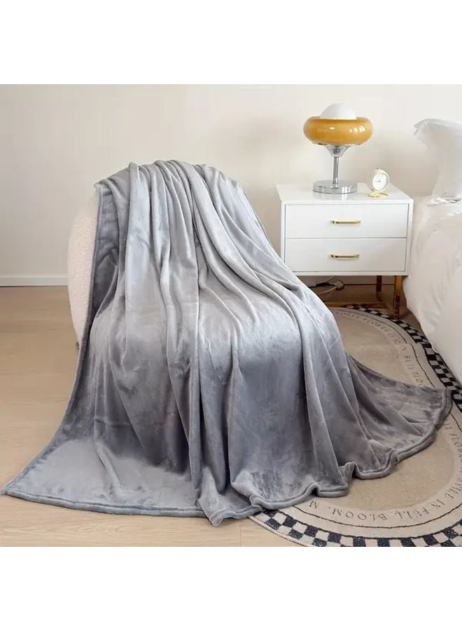 Grey Flannel Throw Blanket 78 74x90 55 Inch Soft Plush All Season Bedspread Couch Cover Machine Washable - Image 1